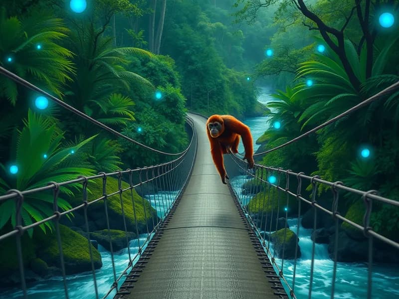 Sumatran Orangutan Makes Historic Crossing on Rope Bridge, Boosting Conservation Efforts