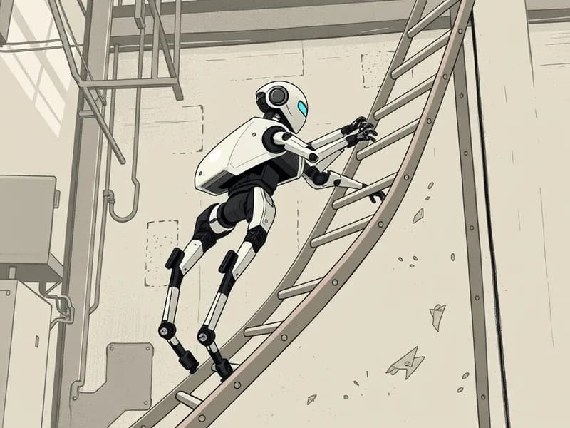 Quadrupedal Robot Masters Ladder Climbing with Reinforcement Learning